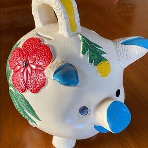 VTG Mexican Folk Art Chalkware Piggy Bank